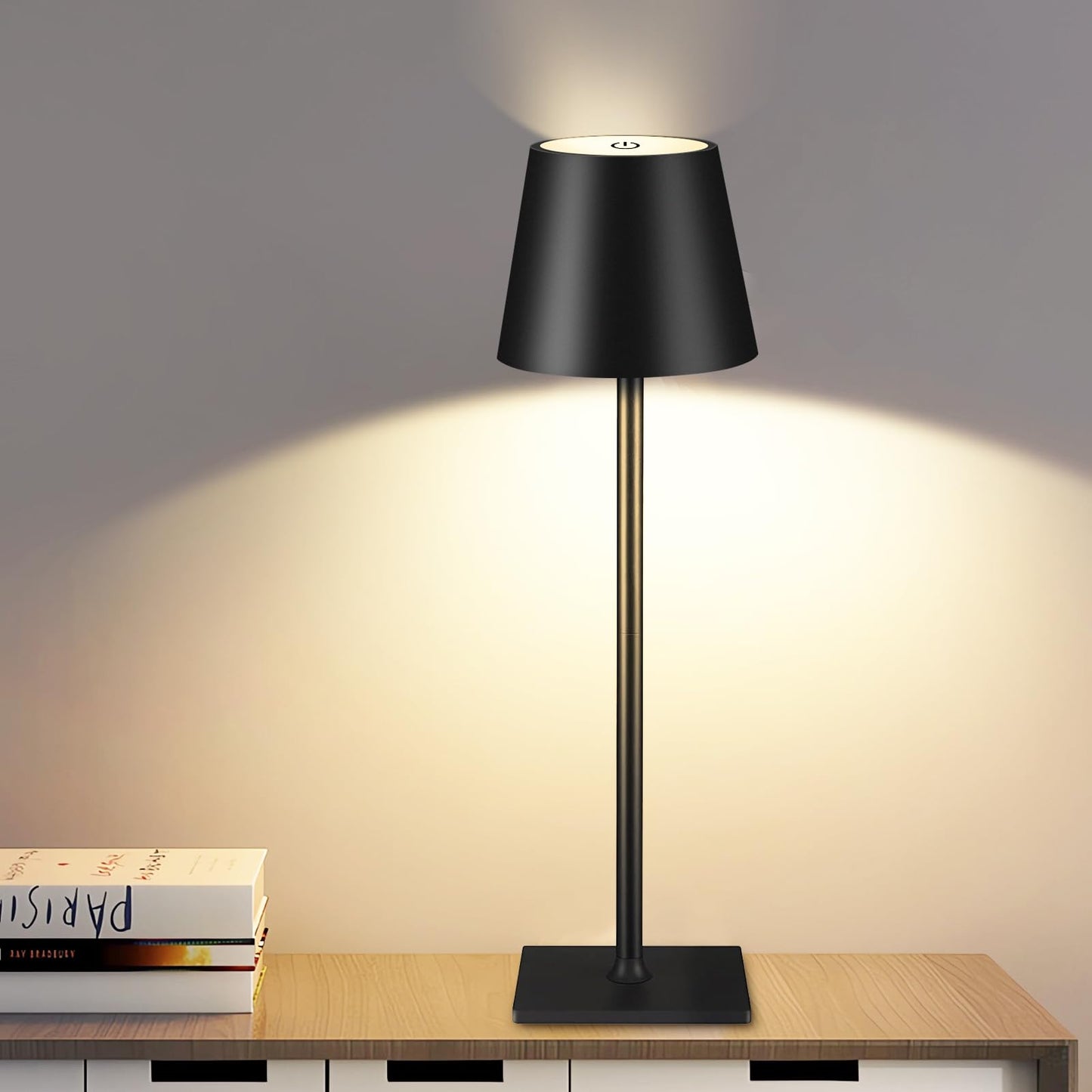 Lampe de Table LED Rechargeable — Commande Tactile, 3 Niveaux de Luminosité