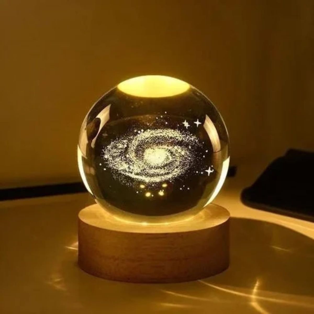 Lampe de Nuit Boule de Cristal 3D Lumineuse Galaxie Planète