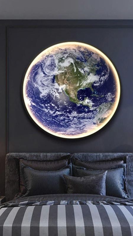 Peinture Lumineuse de Luxe au Style Moderne – Lune et Terre