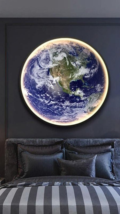 Peinture Lumineuse de Luxe au Style Moderne – Lune et Terre