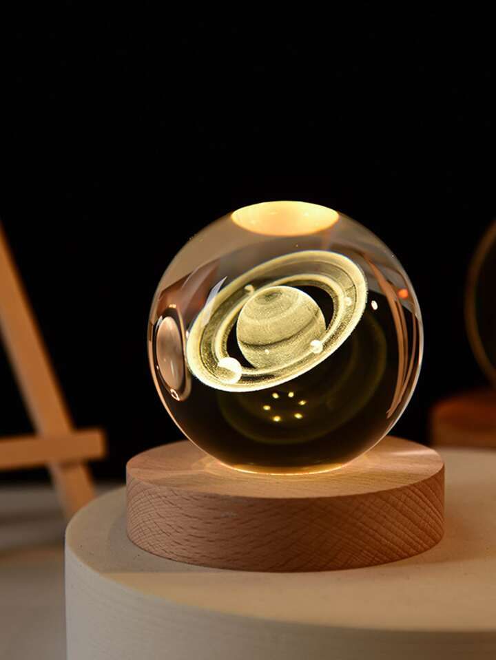 Lampe de Nuit Boule de Cristal 3D Lumineuse Galaxie Planète