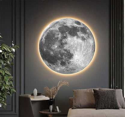 Peinture Lumineuse de Luxe au Style Moderne – Lune et Terre