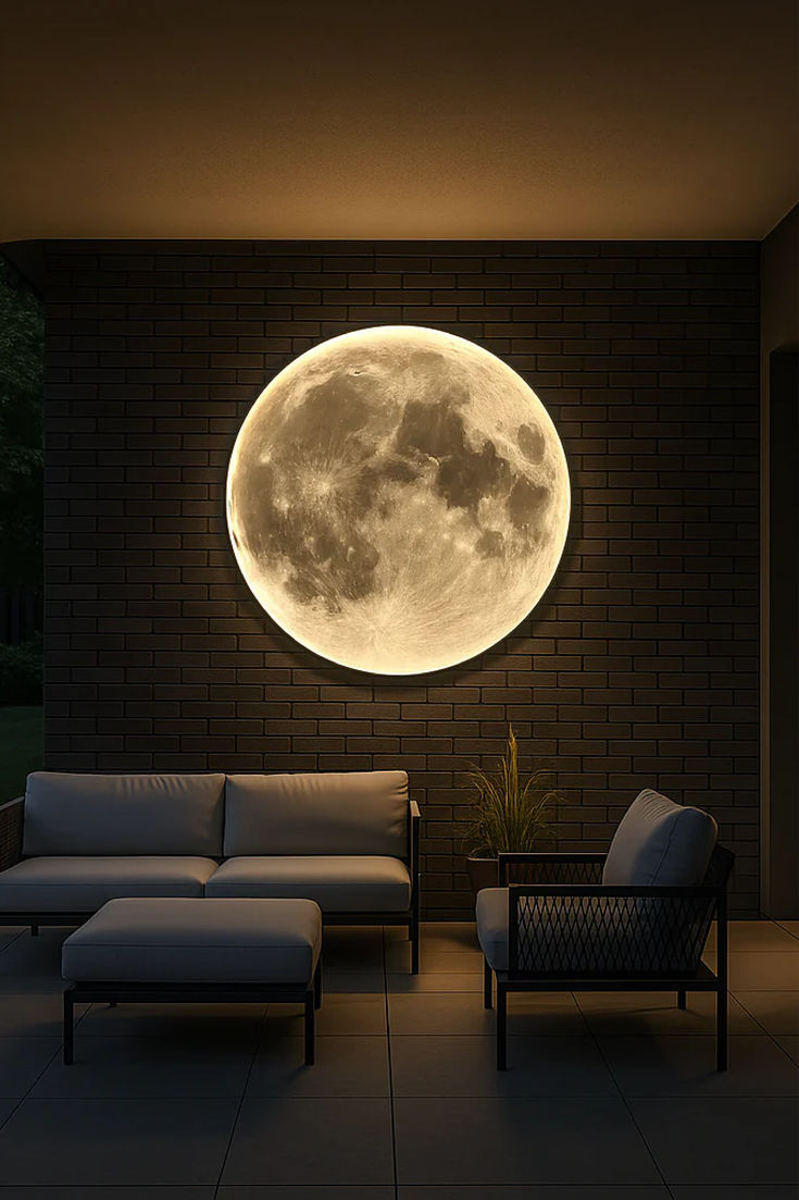 Peinture Lumineuse de Luxe au Style Moderne – Lune et Terre