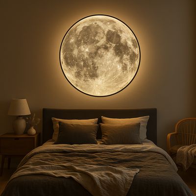 Peinture Lumineuse de Luxe au Style Moderne – Lune et Terre