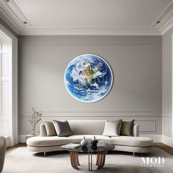 Peinture Lumineuse de Luxe au Style Moderne – Lune et Terre