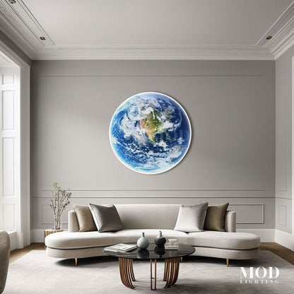 Peinture Lumineuse de Luxe au Style Moderne – Lune et Terre