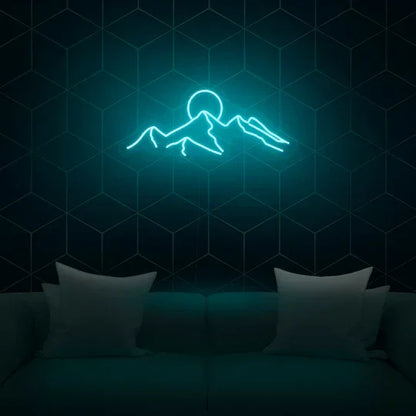 ENSEIGNE NÉON LED COUCHER DE SOLEIL SUR LA MONTAGNE