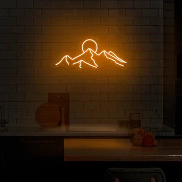 ENSEIGNE NÉON LED COUCHER DE SOLEIL SUR LA MONTAGNE