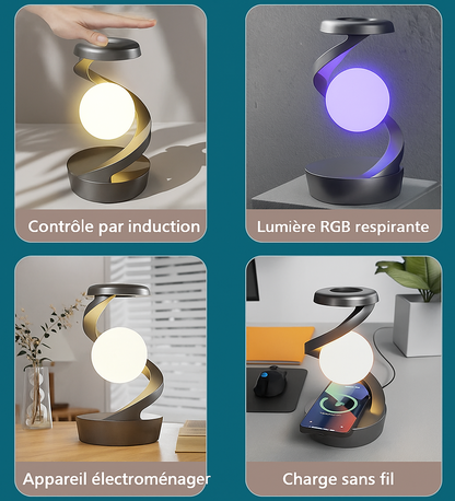 Lampe boule flottante rotative